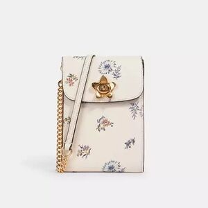 Coach Rachel Phone Crossbody With Dandelion Floral Print Gold Chain